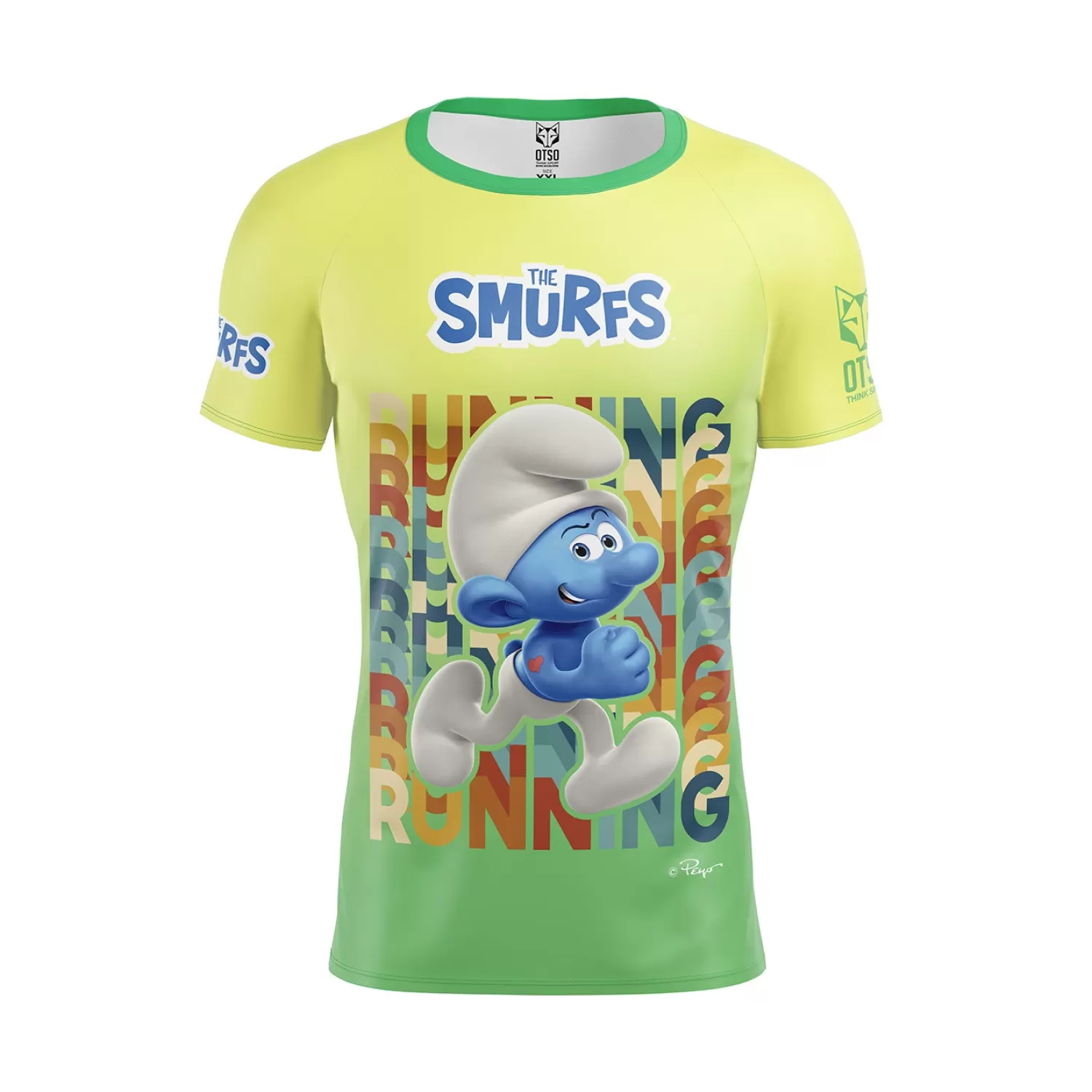 OTSO Men's Short Sleeve Shirts>Men's Short Sleeve Shirt Smurf Running