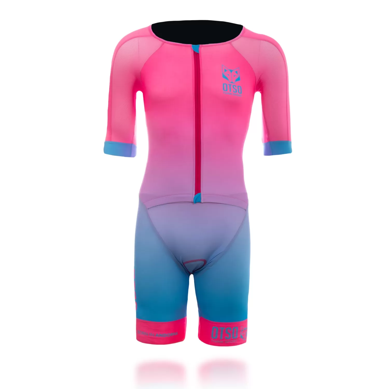 OTSO Men's Triathlon Suits>Men's triathlon suit - Fluo Pink & Light Blue (Outlet)