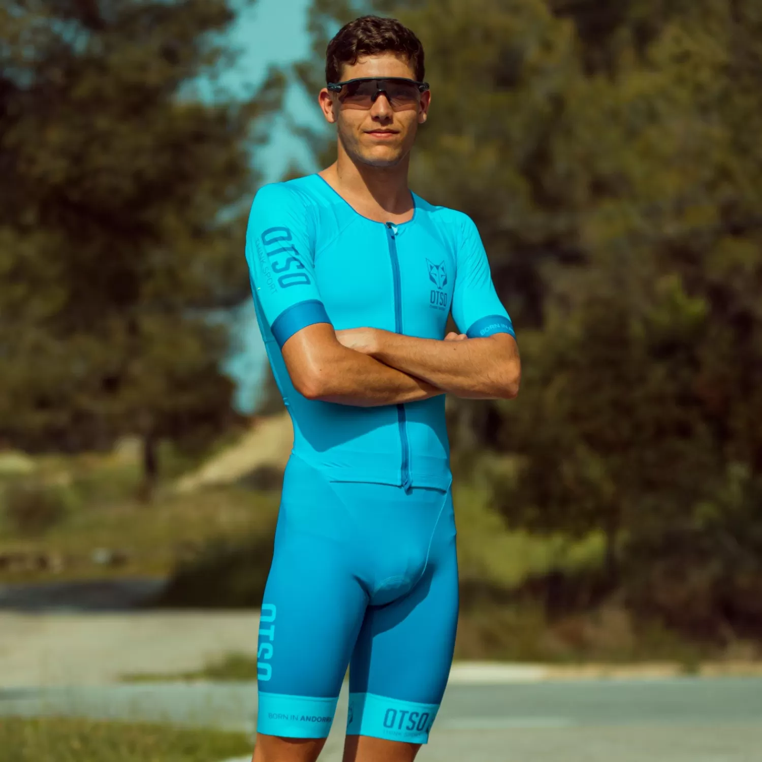 OTSO Men's Triathlon Suits>Men's triathlon suit - Light Blue & Electric Blue (Outlet)