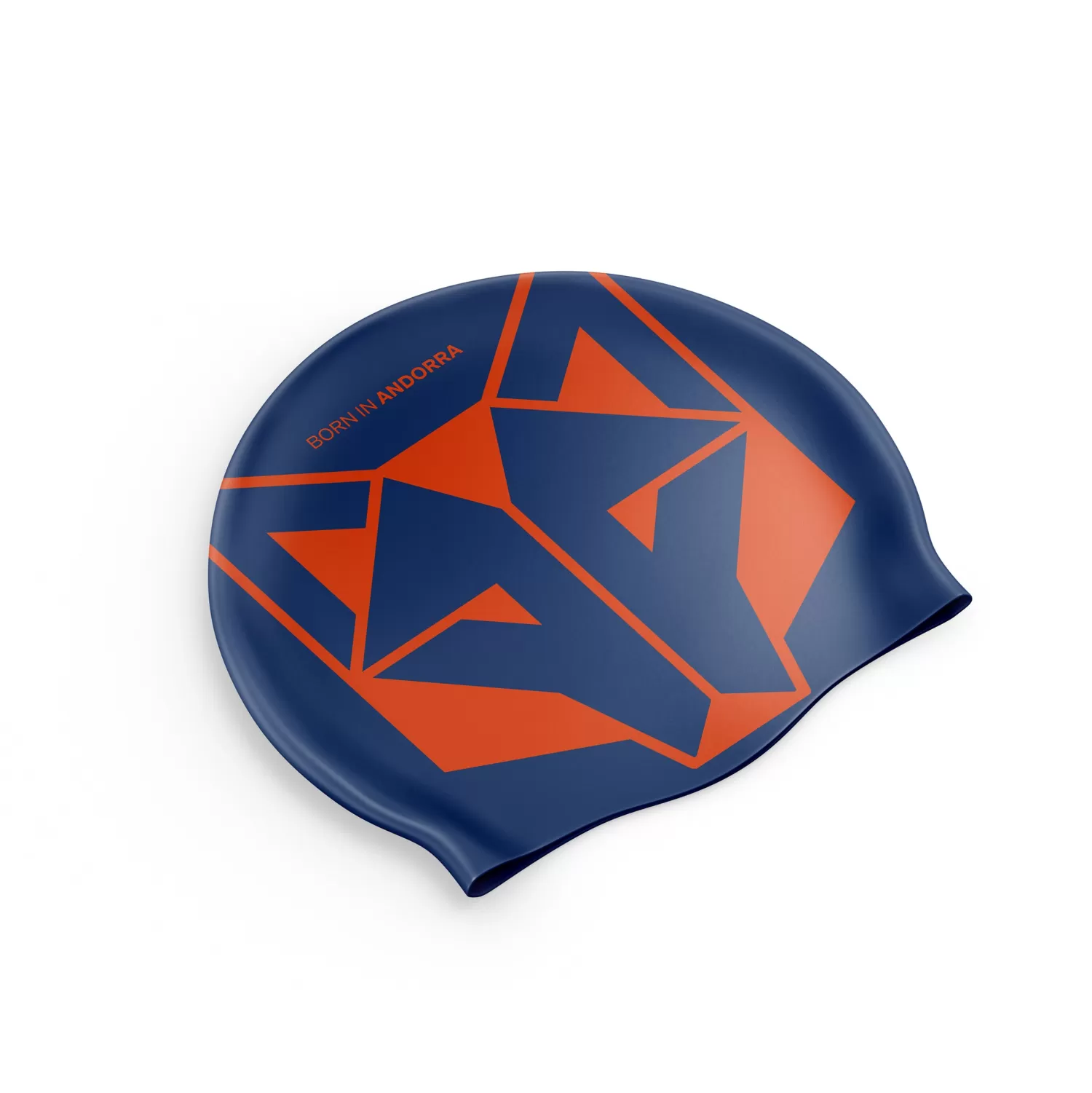 OTSO Swimcaps>Navy Blue & Fluo Orange Swimming Cap