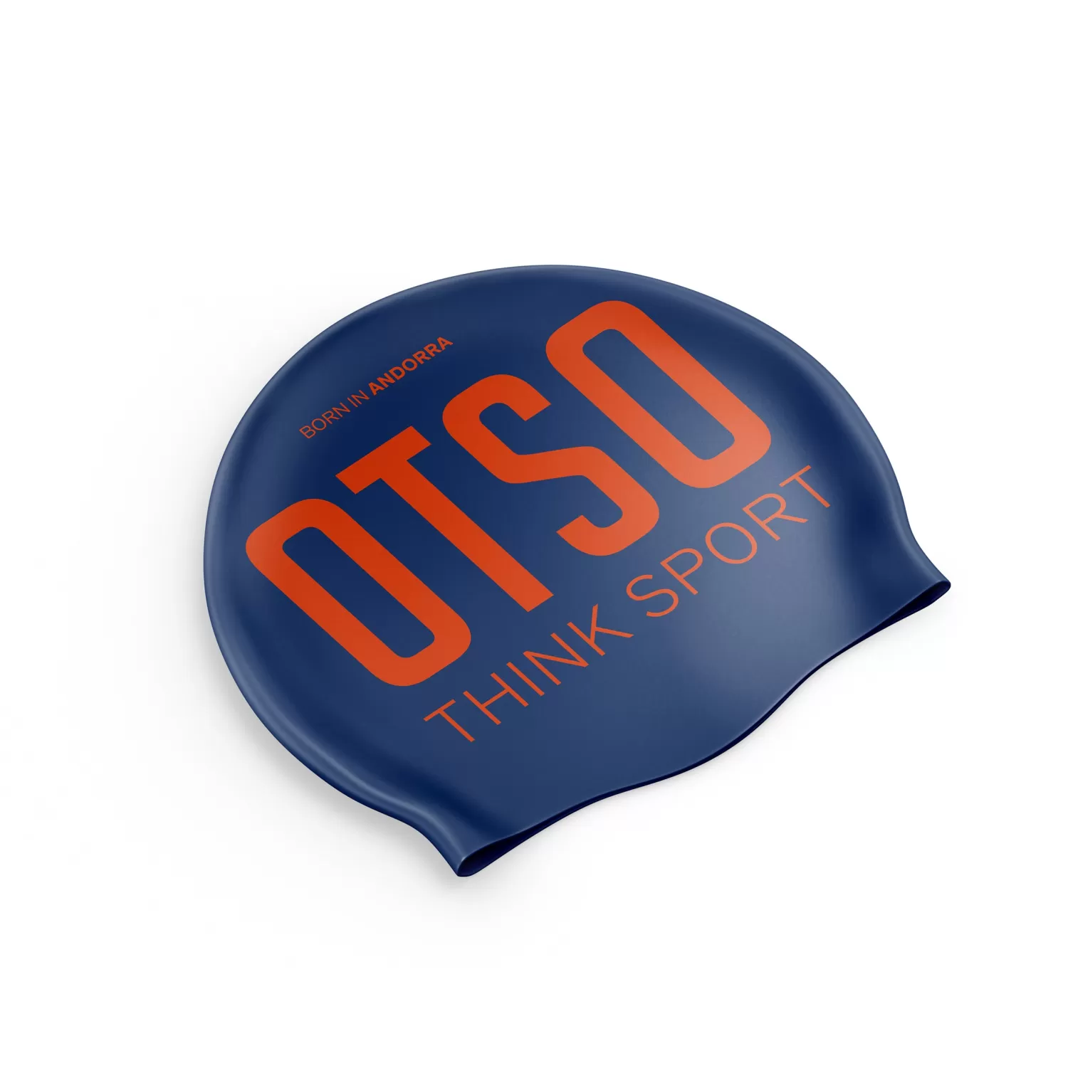 OTSO Swimcaps>Navy Blue & Fluo Orange Swimming Cap