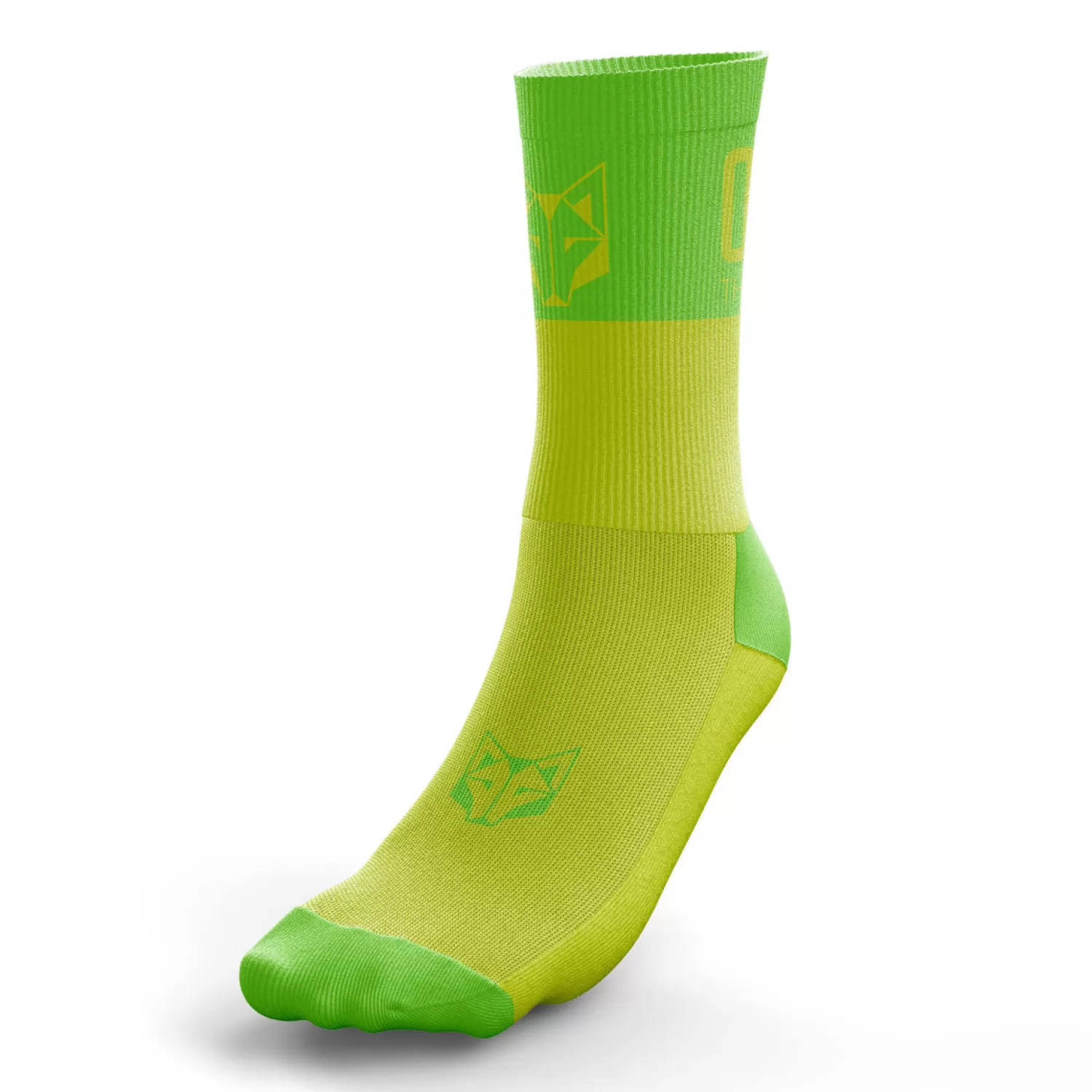 OTSO Medium Cut Socks | Medium Cut Socks>Medium High Running Socks - Yellow and Green