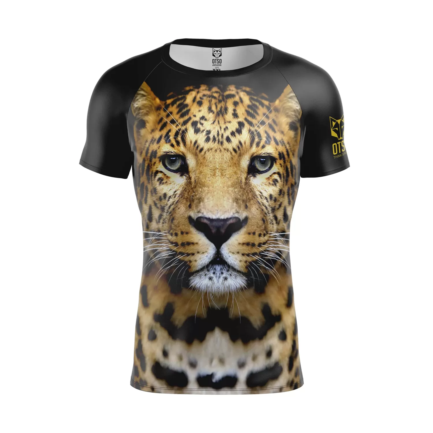 OTSO Men's Short Sleeve Shirts>Men's Short Sleeve Technical Running Shirt - Leopard