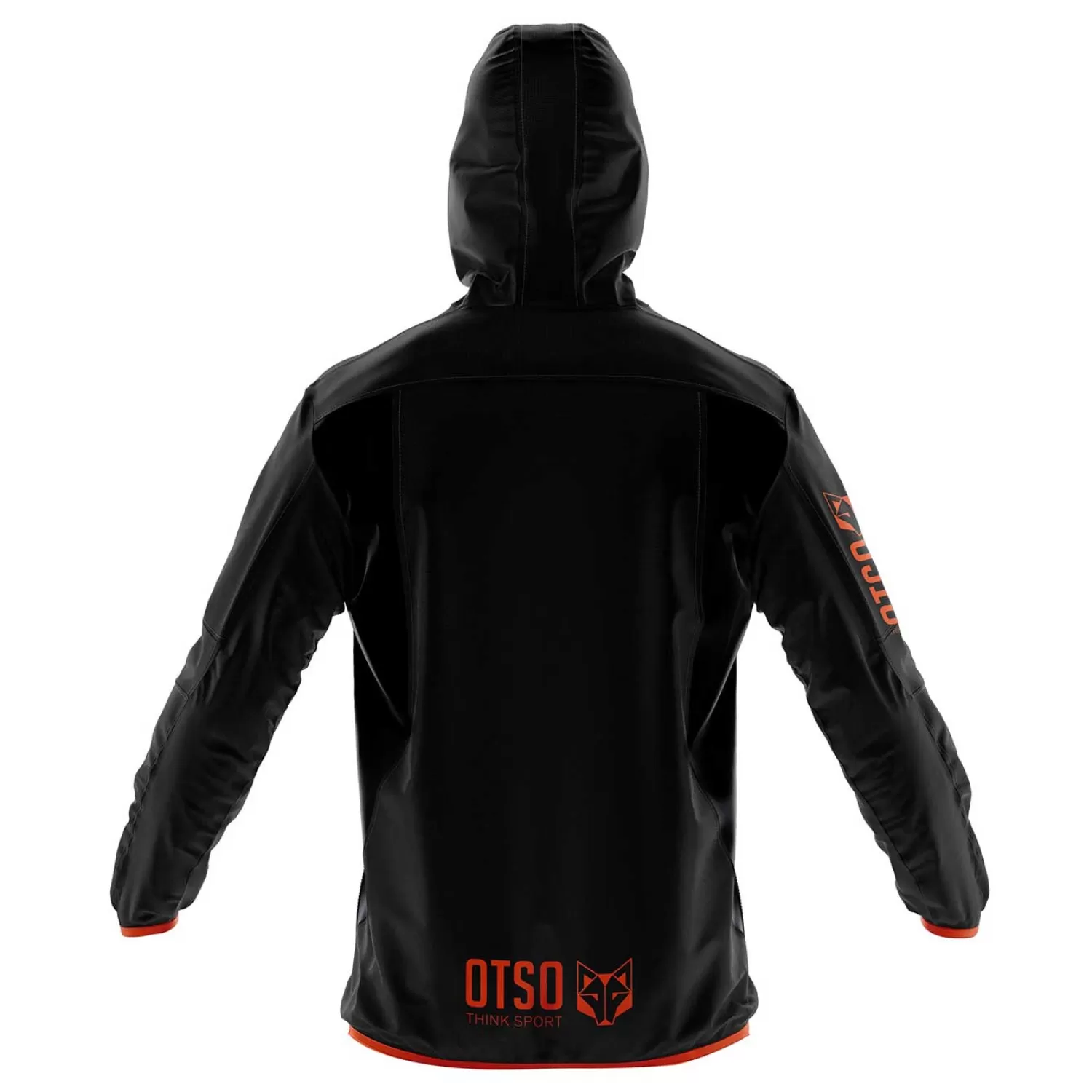 OTSO Waterproof Jackets>Unisex Waterproof Windbreaker Black & Fluo Orange