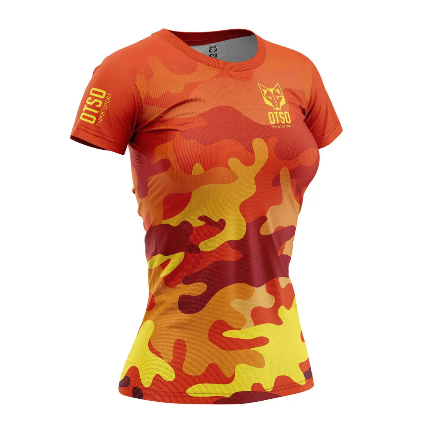 Women OTSO Women's Short Sleeve Shirts>Women's Short Sleeve Shirt Camo Orange -