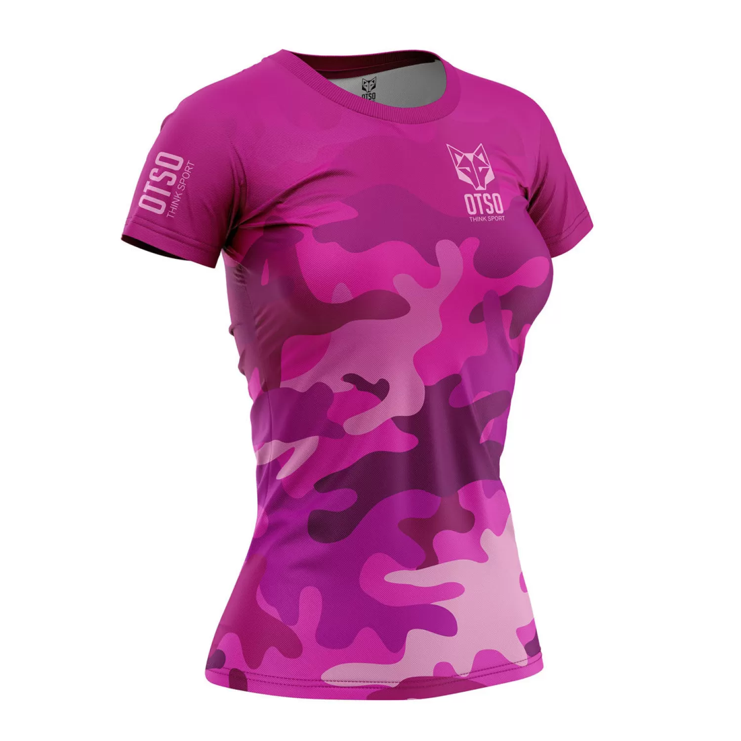 Women OTSO Women's Short Sleeve Shirts>Women's Short Sleeve Shirt Camo Pink -