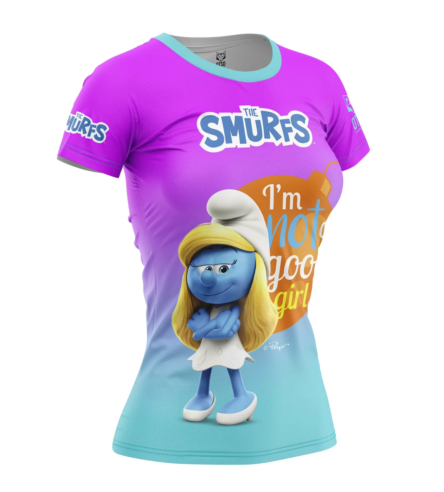 Women OTSO Women's Short Sleeve Shirts>Women's Short Sleeve Shirt Smurfs Have Fun