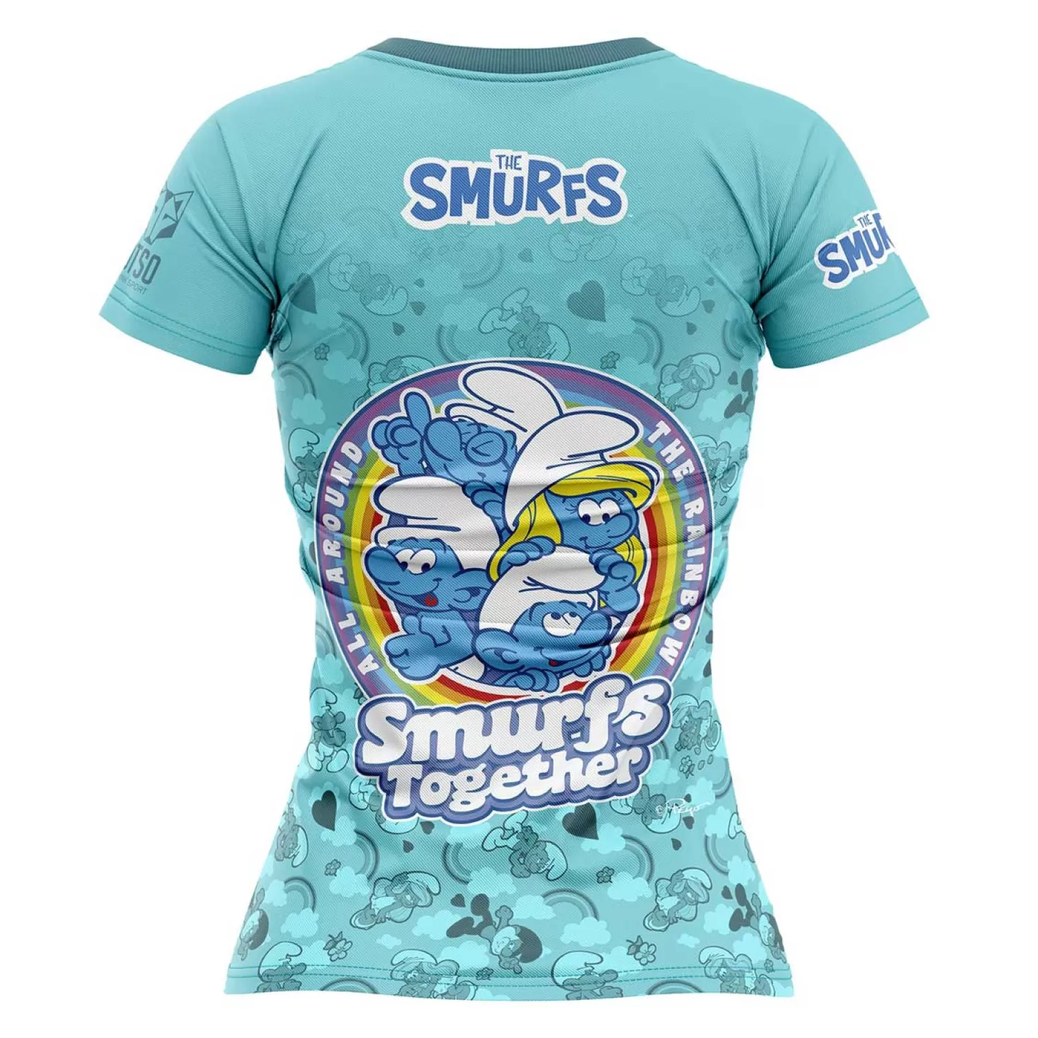 Women OTSO Women's Short Sleeve Shirts>Women's Short Sleeve Shirt Smurfs Rainbow