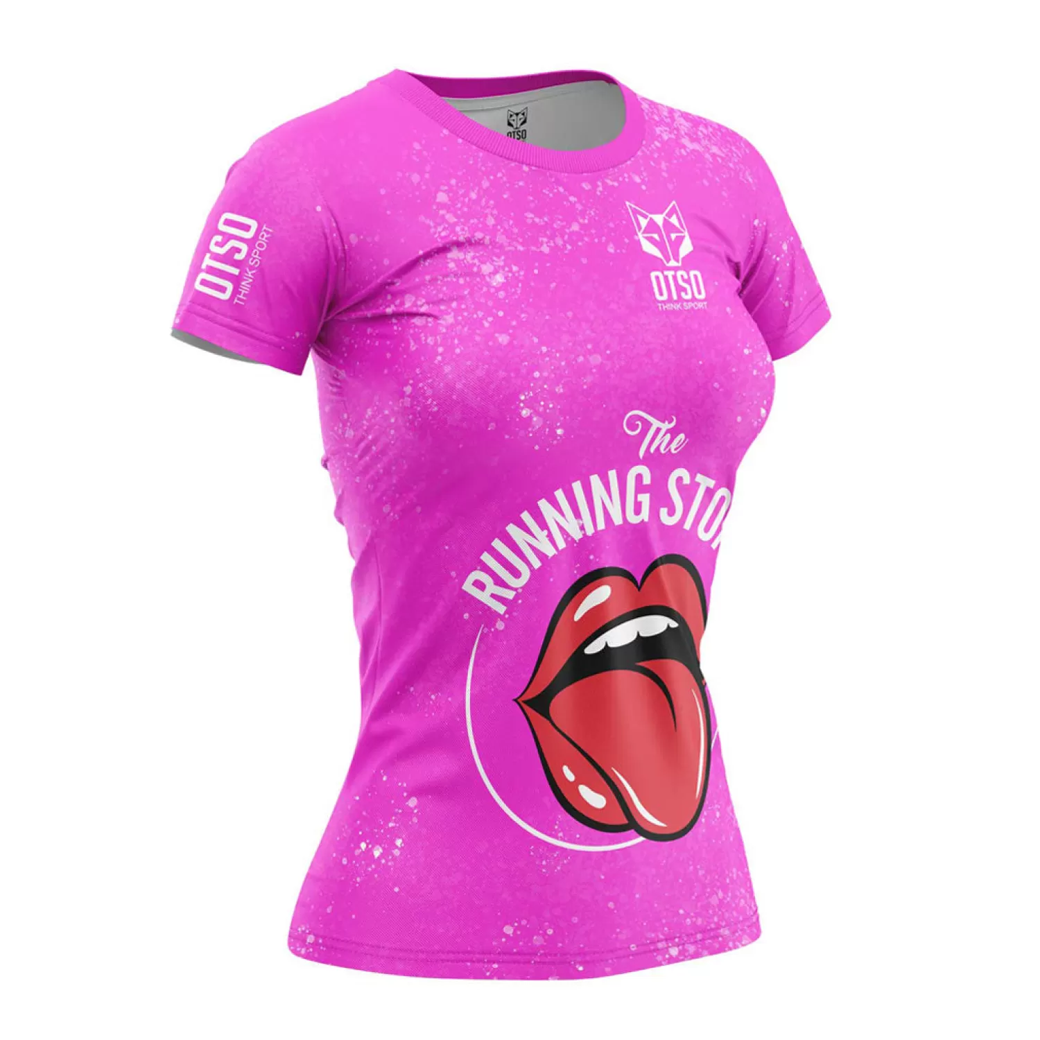 Women OTSO Women's Short Sleeve Shirts>Women's short sleeve t-shirt - Running Stones Pink