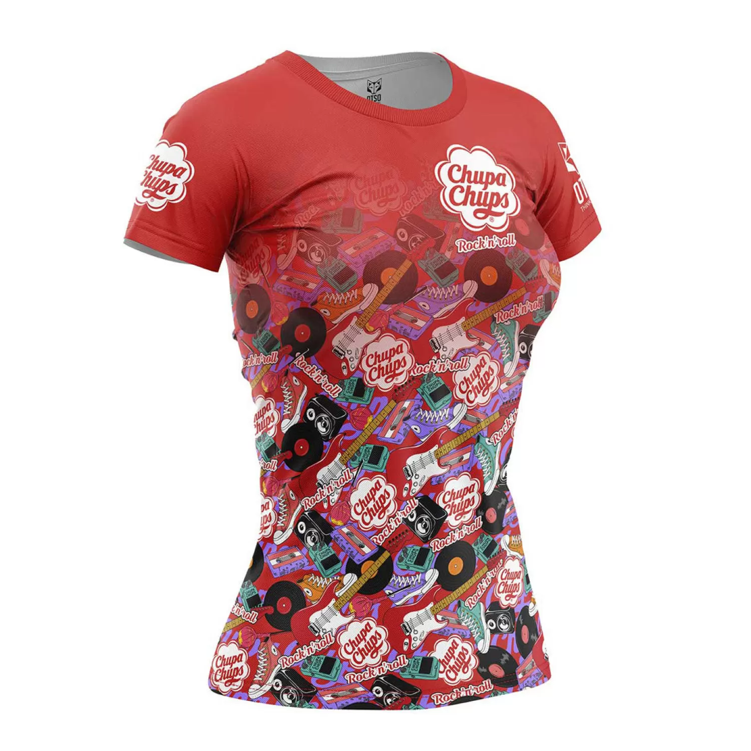 Women OTSO Women's Short Sleeve Shirts>Women's Short Sleeve T-shirt Chupa Chups Rock'n'Roll