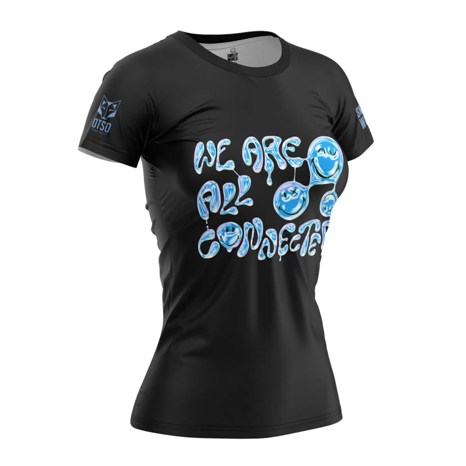 Women OTSO Women's Short Sleeve Shirts>Women's Short Sleeve T-Shirt SmileyWorld Connected